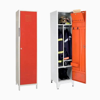Vestiaire armoire métallique pour pompiers en version 1 case et 2 cases pour les soldats du feu 